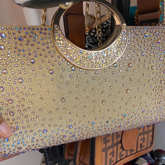 Neiman Marcus Crystal Handle Rhinestone Clutch Handbag - Picture 2 of 3